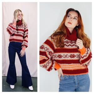 NWT NEW Free People Check Me Out Pullover Sweater in Holly Berry